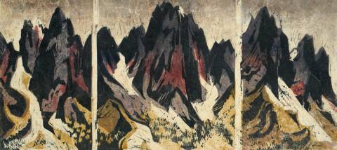 <p>Gunter Ullrich | Dolomiten Triptychon | 1972 | Farblinolschnitt</p>