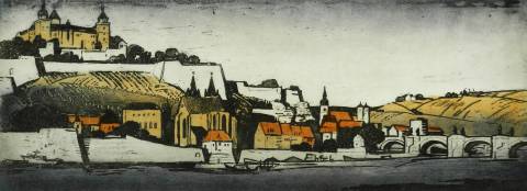 <p>Gunter Ullrich | Würzburg Festung und Mainviertel | 1978 | Farbradierung</p>