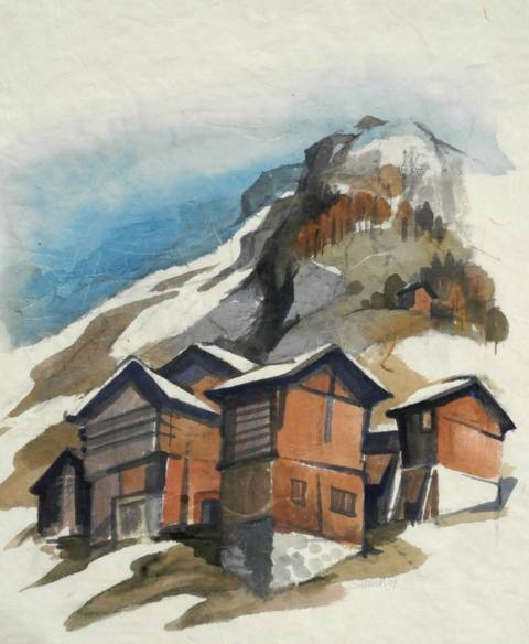 <p>Gunter Ullrich | Bei Ernen im Wallis | 1991 | Aquarell</p>