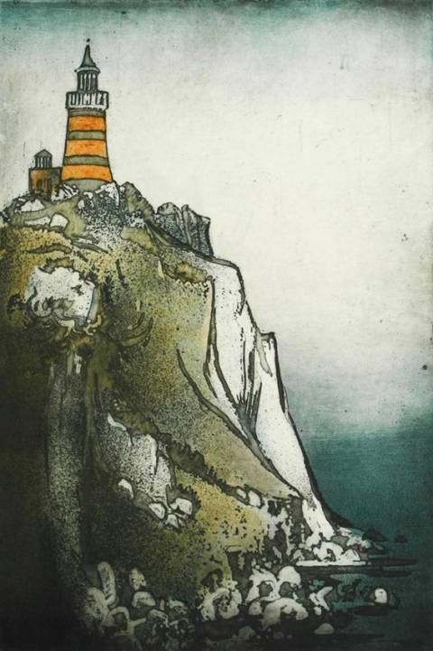 <p>Gunter Ullrich | Kap Arkona auf Rügen | 1990 | Farbradierung</p>