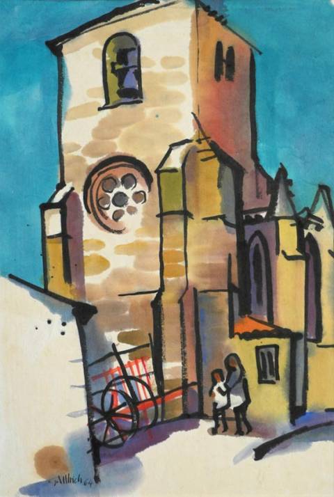 <p>Gunter Ullrich | Kastilische Kirche bei Burgos | 1964 | Aquarell</p>