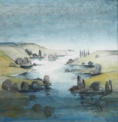 <p>Gunter Ullrich | Maintal bei Köhler im Morgennebel | 2003 | Aquarell</p>