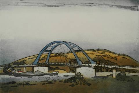 <p>Gunter Ullrich | Neue Mainbrücke | 2001 | Farbradierung</p>