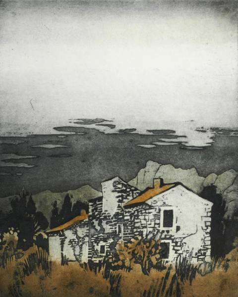 <p>Gunter Ullrich | Provencalisches Gehöft | 1982 | Farbradierung</p>