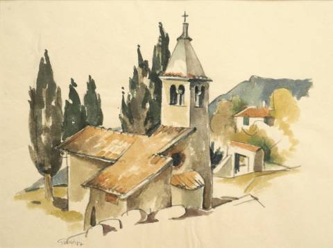 <p>Gunter Ullrich | San Michele am Monte Baldo bei Malcesine | 1987 | Aquarell</p>