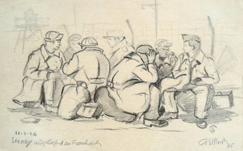 <p>Gunter Ullrich | Stenay - ausgeliefert an Frankreich | 1946 | Bleistiftzeichnung</p>