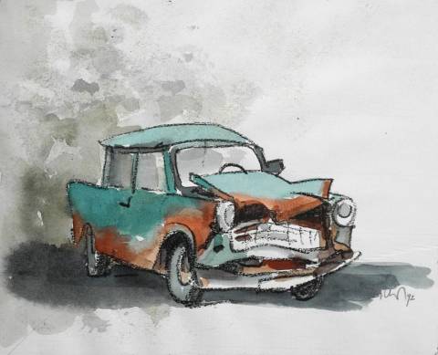 <p>Gunter Ullrich | Trabbi (Trabant) | 1992 | Aquarell,Bleistift</p>