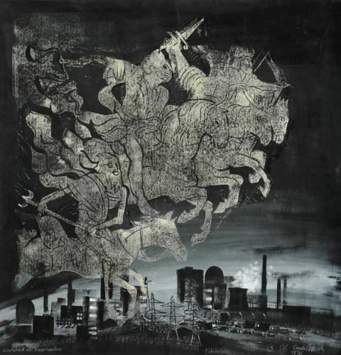 <p>Gunter Ullrich | Tschernobyl | 1986 | Linolschnitt,Tempera</p>