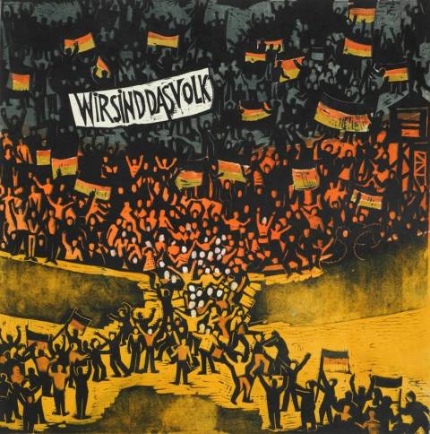 <p>Gunter Ullrich | Wir sind das Volk (9. November 1989) | 1989/1990 | Farblinolschnitt</p>